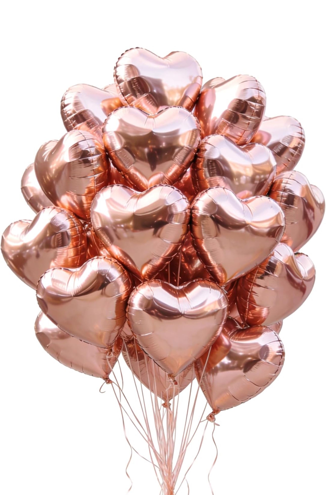 30-Count Rose Gold Heart Helium Balloon Bundle (18”) – Shipping Included